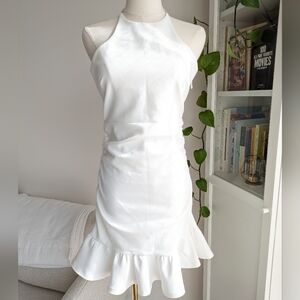 Cinq à Sept Willa Halter Cocktail Ruffle-Hem Dress